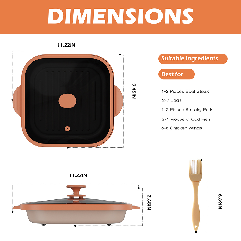 Olla cuadrada con tapa de vidrio para microondas