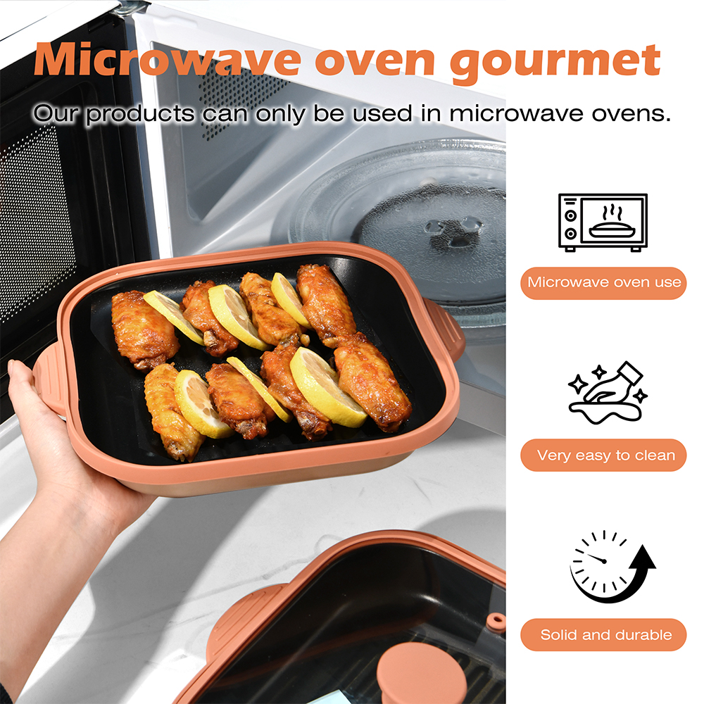 Olla cuadrada con tapa de vidrio para microondas