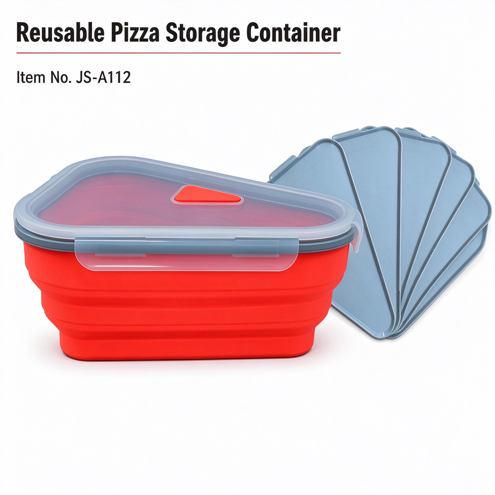 Contenedor de almacenamiento de pizza reutilizable con 5 bandejas para servir disponibles en microondas