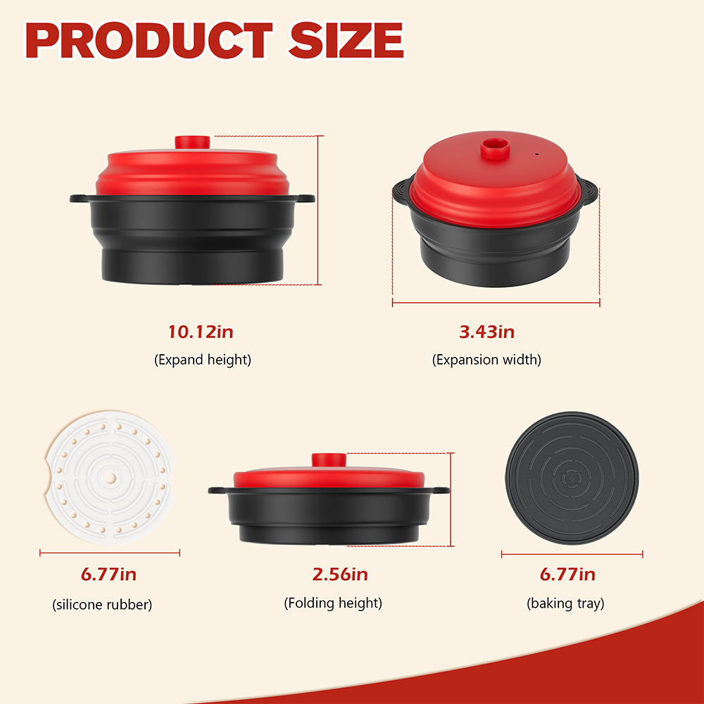 Cuenco plegable para microondas para cocinar al vapor y hornear