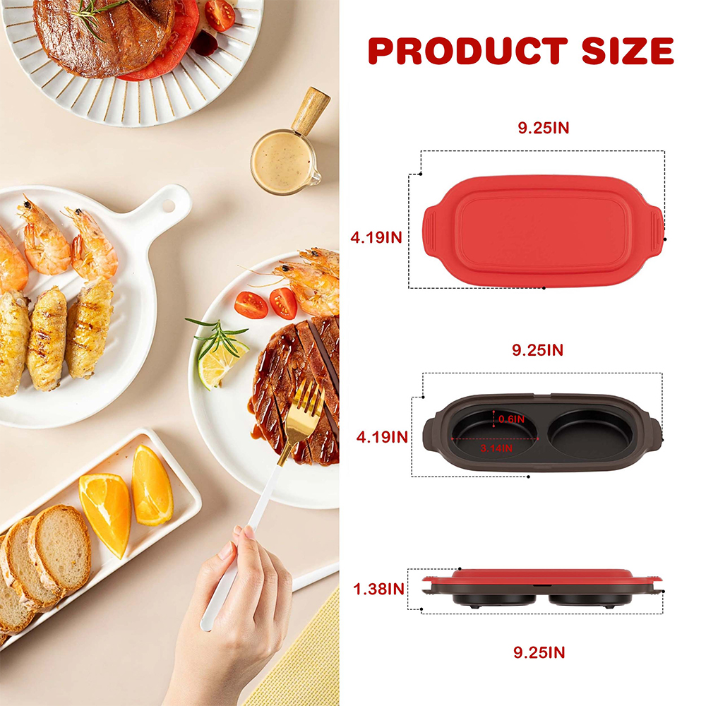 Sartén para huevos de doble celda con tapa para microondas