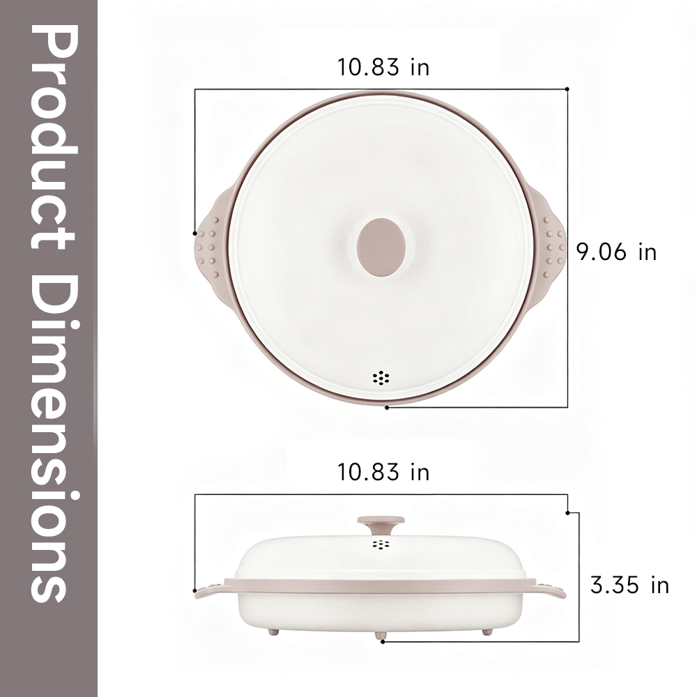 Olla redonda con tapa de acero para microondas