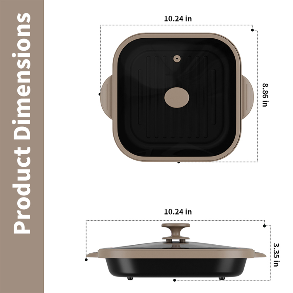 Olla cuadrada con tapa de vidrio para microondas
