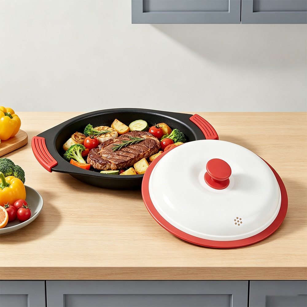 Sartén para parrilla Big Ear poco profunda para microondas