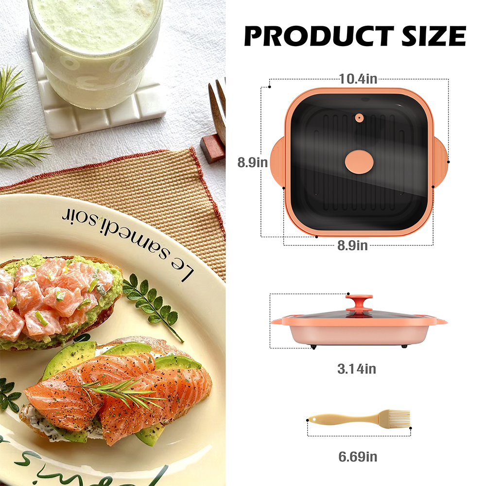 Olla cuadrada con tapa de vidrio para microondas