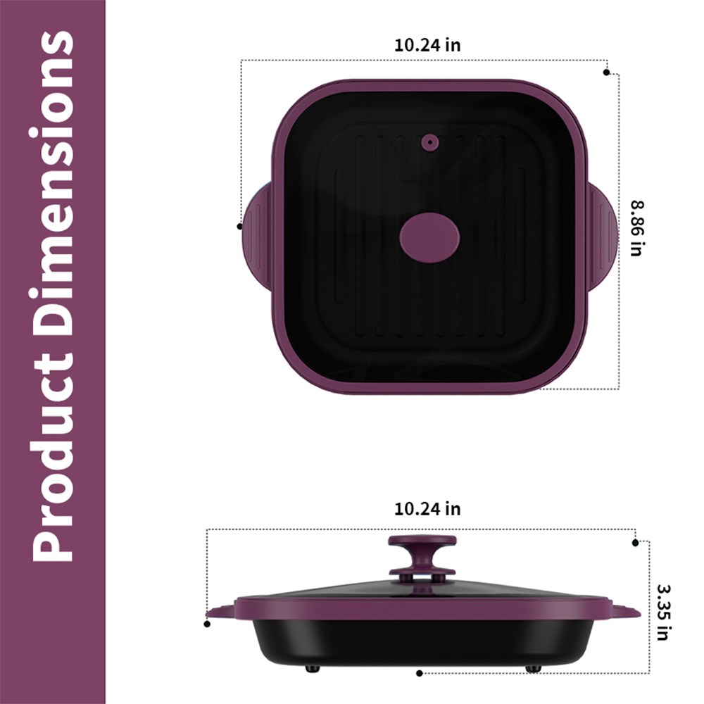 Olla cuadrada con tapa de vidrio para microondas