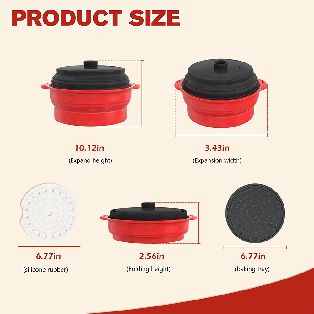 Cuenco plegable para microondas para cocinar al vapor y hornear