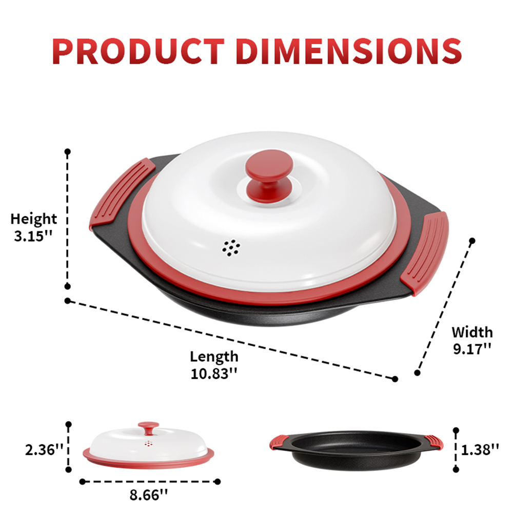 Sartén para parrilla Big Ear poco profunda para microondas