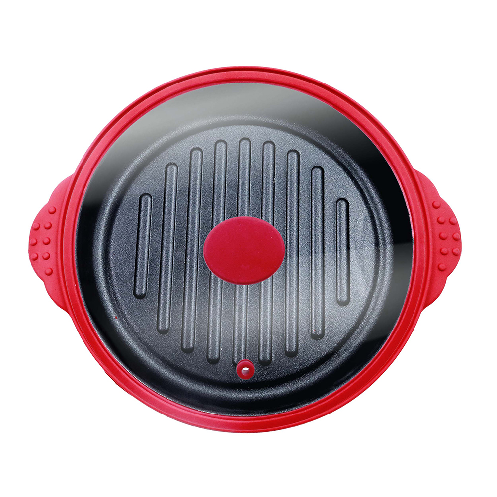 Olla redonda con tapa de vidrio para microondas