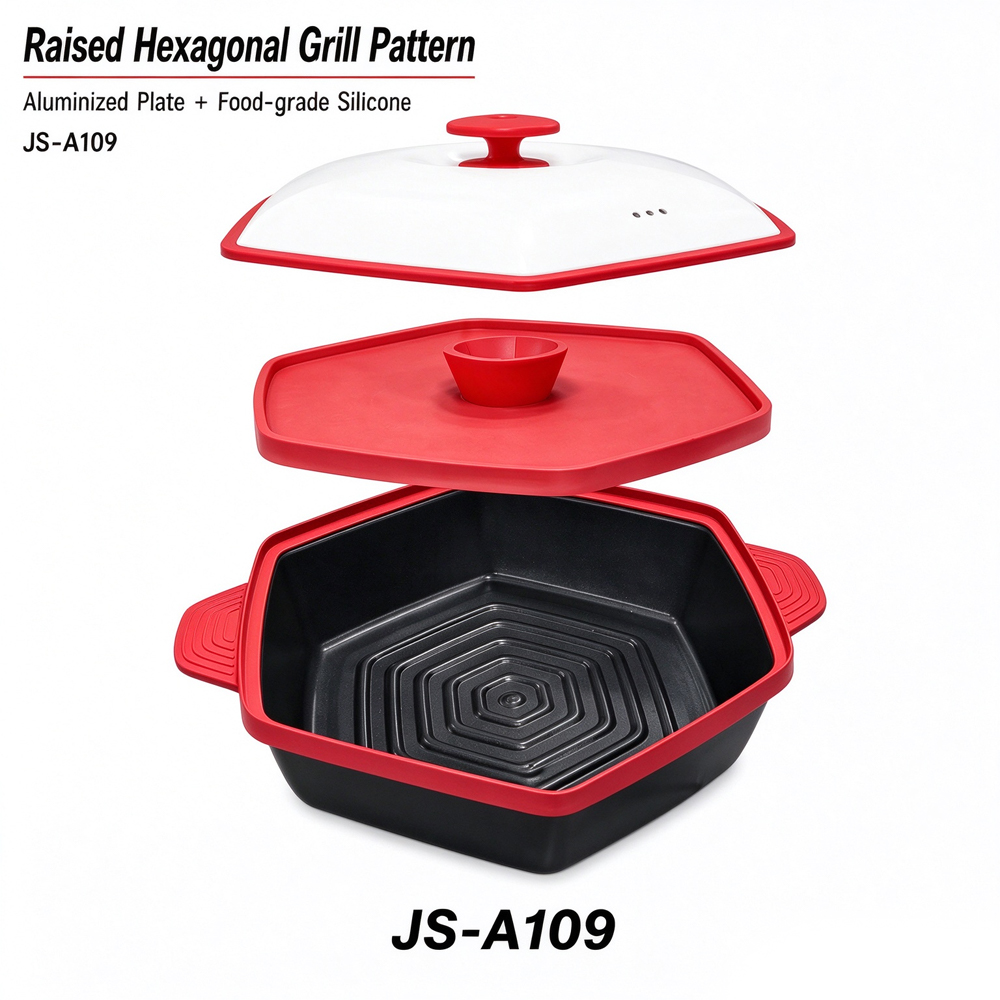 Parrilla hexagonal para microondas 3 en 1