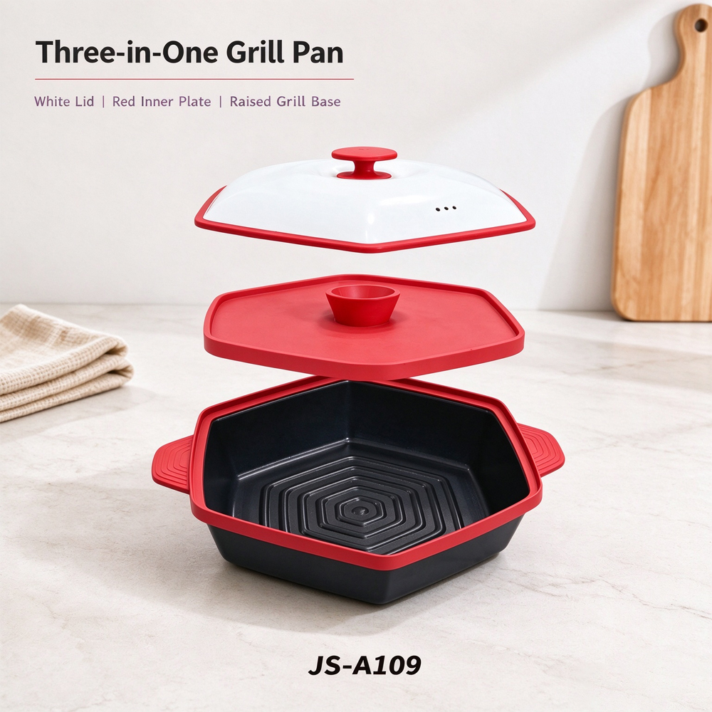 Parrilla hexagonal para microondas 3 en 1