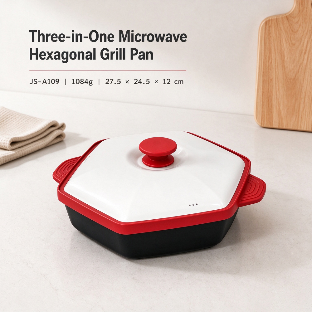 Parrilla hexagonal para microondas 3 en 1